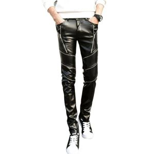 Pantaloni nuovi dropshipping moker motociclista maschile maschile gothic punk in pelle pantaloni in pelle puckle hip hop cerniere in pelle nera pantaloni