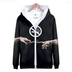 Hoodies femininos Não Fumar Mão de Deus Criativo Estilo de Rua Masculino e Primavera Outono Zip Hoodie