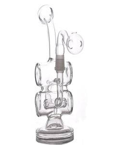 8 Inchs Mini Dab Rigs Glass Oil Rigs Recycler bong Double Barrel Percolator smoking Water pipe With 14mm Joint glass oil burner pi5077221