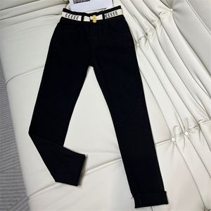 Pantaloni da donna neri di marca Pantaloni attillati con fettuccia di lettera Pantaloni a matita di design di lusso