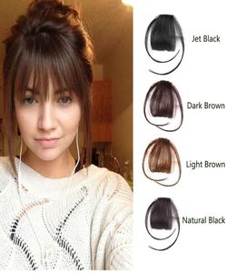 Clip In Bangs Extension Real Human Hair Bangs Hand Tied Hair Bangs with Temples Black Brown7247774