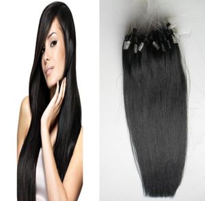 Micro Loop Human Hair Extensions 100s Straight Black Microverbindungen Haarextensionen Human 100g Mikroring Haarverlängerungen8336190