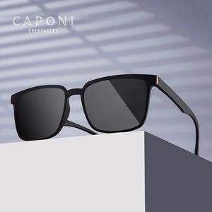 CAPONI Mens Sunglasses Polarized Classic Design Eyewear Protect Eyes Black Shades For Male Outdoor Driving Sun Glasses CP6199 240220