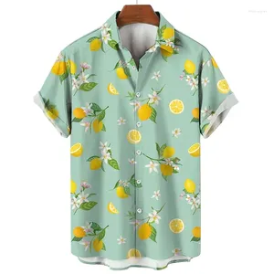 Erkekler sıradan gömlekler meyve muz kirazları 3d baskılı grafik erkekler moda moda hawai yaka bluz sokak kıyafeti üst