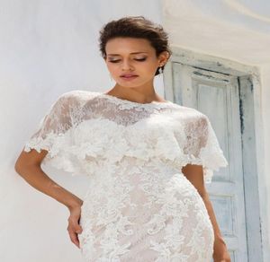 2018 Aplikacja Kurtka ślubna okłady na pannę młodą szyję Wedding Cape Haft Haft Lace Cloak Kurtka Bridal Bolero wzrusz ramionami Dubai Abaya1345053