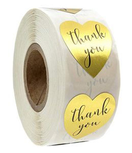 500pcs Roll okrągłe złoto Dziękuję klejenie naklejki uszczelniające do pakietu ślubnego papieru artykułowego Worka do pieczenia Decor2777473