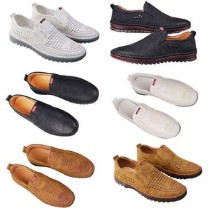 Sapatos casuais para homens primavera nova tendência versátil sapatos online para homens anti deslizamento sola macia sapatos de couro respirável Marrom branco preto 45