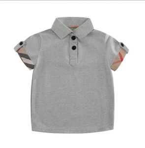 Boys039 Summer Short Sleeve TShirt cotton Lapel casual grey children039s top213L6925923