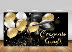 Bakgrundsmaterial Grattis Grad tema Party Selfie Backdrop Graduation Class of 2021 Banner Glitter Rose Gold Balloons Pographi1504139