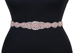 Szarże ślubne Trixy S161RG Rose Gold Rhinestones Bridal Belt Diamond Dress Diamentowy szarfy do akcesoriów9153892