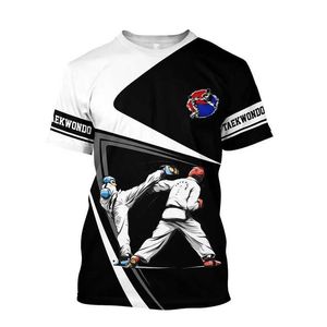 قمصان الرجال الجديدة ثلاثية الأبعاد Taekwondo karate Boxing Printing T Shirt Art Art Wushu Graphic Tee Tee For Men Kid Cool Hip Hop Clothing Tops Tee