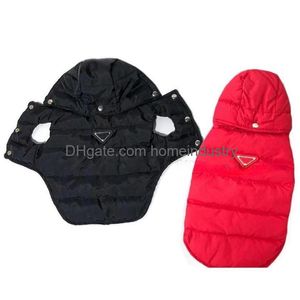 Designer roupas para cães inverno vestuário à prova de vento cães hoodie impermeável filhote de cachorro casaco de algodão forrado quente animais de estimação jaqueta tempo frio pet colete f dhuik