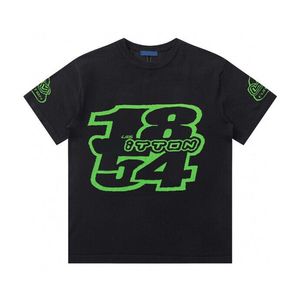 ハイストリートスポーツティー2024SS新しいファッションピュアコットンTシャツハイカウントファブリックデザイナーTシャツルーズラウンドネックサイズ