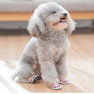 Köpek giyim sevimli evcil hayvan karikatür hond schoen gestreepte sterren sandaletler dip nefes alabilen kaymaz köpek evcil hayvan çorap spor ayakkabılar