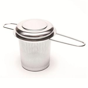 TEA INFUSERS FOLLING DUBBELA HANDLAR INFUSER MED LID ROINTLÖS FINE FINE MESH COFFEE FILTER TEAPOT CUP HANGING LOOK SLEAF Siler DHHH5