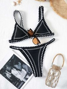 Peachtan triangolo bikini Set 2023 stampa costume da bagno donna push up taglio alto costumi da bagno donna vita bassa bikini nero costume da bagno