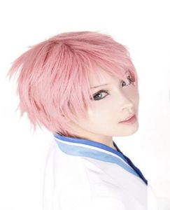Söt män pojke dancy fest kostym kort cosplay kostym rosa hår peruker capsgtgt100 helt ny högkvalitativ mode pictur7426803