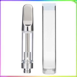 Silver Th205 Atomizer med plaströr Krom metall keramisk glasvape patroner 0,5 ml 0,8 ml 1,0 ml 510 tråd tomma vagnar