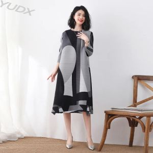 Vestido yudx francês alta costura vestido solto estilo suave, três curtilage feminino grande plissado estilo longo primavera novo