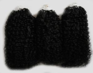 Mongol kinky curly cabelo micro anel extensão de cabelo 300g cor natural extensões de cabelo humano micro loop 1g1401749