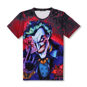 Herr t-shirts tecknad anime poker clown mens 3d digital tryckt t-shirt kortärmad fett trendig