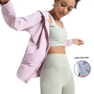 Aktiva skjortor Sunscreen Yoga Jacket Sports Top Women's Zipper Hoodie Cardigan Summer Long Sleeve Fitness Suit