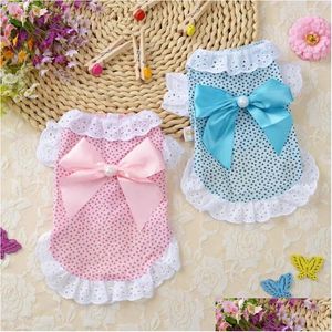 Costumi per gatti Abito per animali domestici Fiore spezzato Pizzo Gatti piccoli e medi Cani Gonne Primavera ed estate 2 colori Xs-L Abiti con fiocco carino Drop Deliver Dhvwo