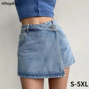 skirt Mini Denim Skirts Women Slim Chic Vintage New Summer Asymmetrical Hotsweet Streetwear Design Ulzzang Student Harajuku Y2k Faldas