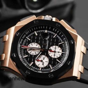 Ikonisk handledsklocka Taktiskt armbandsur AP Royal Oak Offshore 26400ro 44mm Rose Gold Ceramic Time Code Watch Set