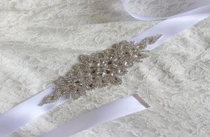 安いストックブライダルサッシベルトサイズクリスタルガールプロムドレス女性ベルトアイボリーホワイトブラッシュリボン