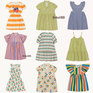 Klänningar 2023 TC SS Nya ankomster Stylish Kids Girls Dresses Summer Short Sleeve Children Dress Cartoon Mönster Varumärkesdesignerkläder