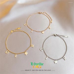 Charm Bracelets Fashion Stainless Steel Chain For Women Christmas Gift Boho Star Letter Bracelet Rose Gold Color BFF Jewelry