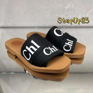 2024 Nova Plataforma Woody Sapatos Sandale Mule Hotel E Designer Slipper Canvas Sliders Beach Flat Sandal Indoor Womens Mens Outdoor Casual Shoe