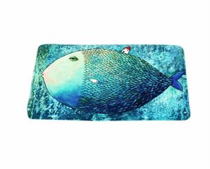 Big Fish Teppich, rutschfeste Matten, Eingangstür, Kind, Wohnzimmer, Schlafzimmer, Badezimmer, Teppich, Fußmatte, blaues Meer, für Kinderzimmer, Dekoration306T8307248