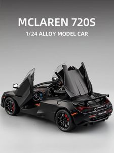 Mclaren 720s 1 24 супер спортивный автомобиль звук свет миниатюры литая под давлением модель автомобиля подарки для бойфренда игрушки для детей подарок металл 240228