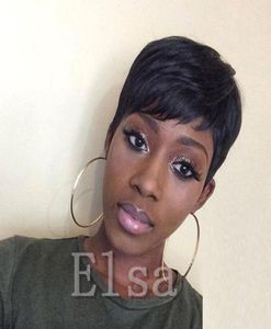 Short Pixie Cut Human Natural COLOR Brazilian Hair wigs Glueless Full machine made Wig For Black Women1492577