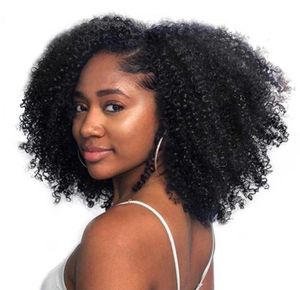 Afro Kinky Curly Clip in Human Hair Extensions 4b 4c Clip Ins Mongolski Remy 7 sztuk pełna głowa Dolago86004939102488