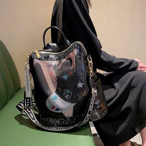 Senhoras bolsa de ombro 3 cores viagens ao ar livre esportes mochila de couro casual este ano popular elegante bolsa de diamante rua tendência dos desenhos animados saco do mensageiro 2215 #