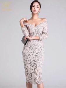 Dress H Han Queen in stile coreano Elegante BodyCon a matita in pizzo abito Donne 2018 Abiti per occasioni speciali sexy Vestitidi Sluri Coldri Coldri Vestitidi