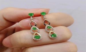 Stud Fashion Long Strand Water Drop Natural Green Emerald Earrings Natural Gemstone 925 Silver Woman Party Gift Jewelry 2210228407566