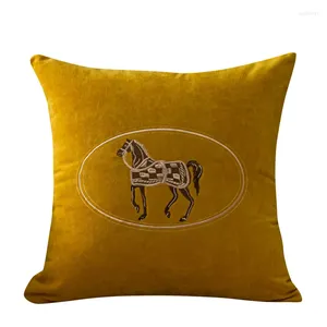 Pillow American Hand-embroidered Cover Horse Pattern Hug Pillowcase Sofa Home Office Living Room Car 45 45cm