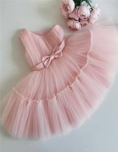 Girl039s klänningar baby flickor födelsedagsklänning för 1 2 år född dop rosa kläder småbarn barn en axel elegant dop 4982369