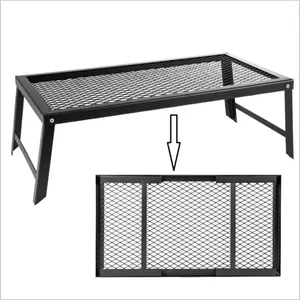 Camp Furniture Multifunctional Portable Folding Mesh Table Barbecue Camping BBQ Backyards Net Desk Grill Rack