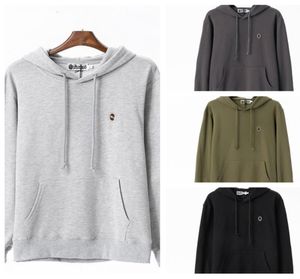 Men039S Casual Hoodie 100 Cotton Circle Classic Embroidery Label Black Military Green Light Grey Dark Grey Bathing Ape Designe5190265