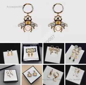designer jewelry rings Designer Double Letter Stud Luxury Geometric Crystal Heart-shaped Couple Zircon Cute Earrings For Lady Wedding Hoop Jewerlry