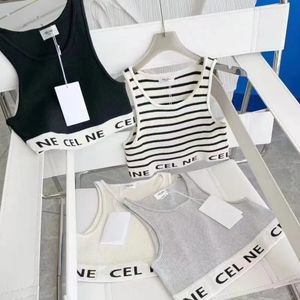 Designer Womens Tank T Summer Women Tops Tees Crop Embroidery Sexy Off Shoulder Black Casual Sleeveless Backless Top Shirts Solid Stripe Color Vest 24