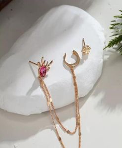 Orecchini a lobo Borchie natalizie realizzate con cristallo austriaco per le donne Festa asimmetrica Clip orecchio Gioielli Cervo Design Bijoux Ragazze Gi6192188