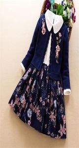 Crianças meninas conjunto de roupas 2019 outono inverno nova menina bordado algodão camisola coatdress 2 pçs menina princesa roupas x5563773