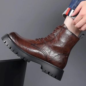 Fashion England Boots Black Mens Motorcycle Style 64 Brown Brand Designer Shoes Cowboy Platfor