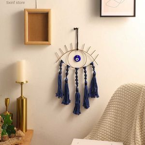 Decorative Objects Figurines Handwoven Devils Eye tapestry for minimalist home and homestay wall decoration T240306